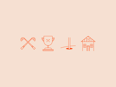 Icons for a tournament golf website! brand club golf home house icon icons logo mark trophy