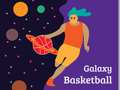 baskettbal galaxy animation app basketball court basketball flyer branding design flat galaxy illustration minimal situs judi ui