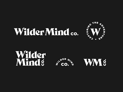 Wilder Mind Co. Logo Set adventure branding brand identity branding custom type logo suite logo system serif wordmark type lockup