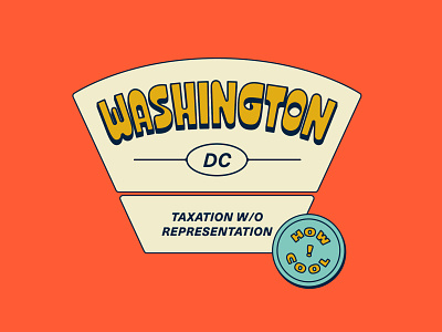 Hey, I moved! badge custom type lettering retro type taxation without representation vintage washington dc