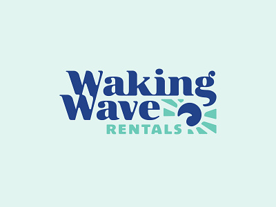 Waking Wave Logo logo type serif font serif logo sun teal turquoise type lockup vintage inspired wave wordmark