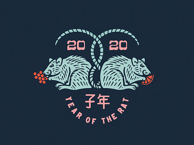 2020 Year of the Rat 2020 badge design japanese illustration kern club new year procreate rat illustration type lockup vintage design year of the rat