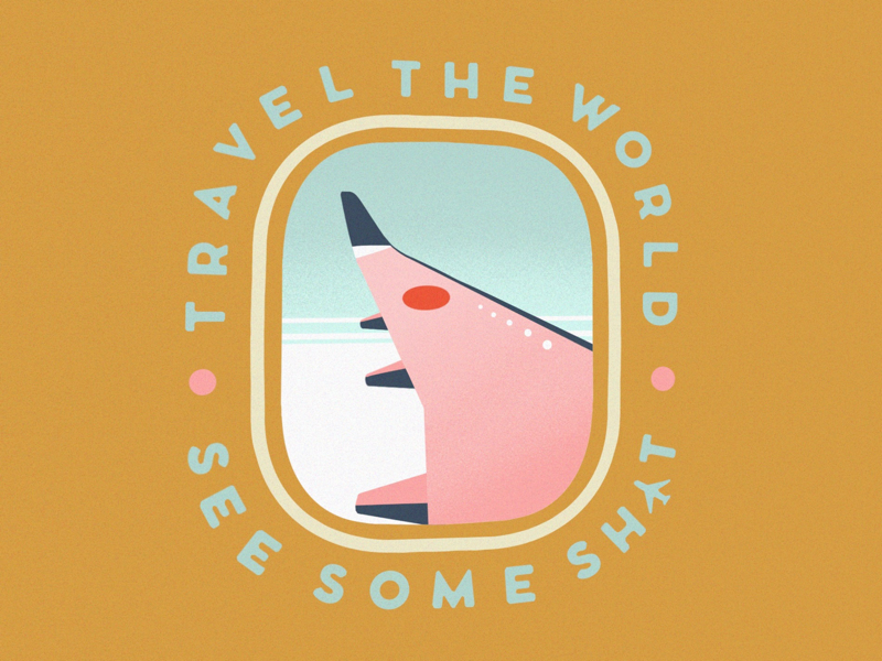 Travel the World minimalist illustration inspirational quote wes anderson badge design travel illustration illustration airplane travel