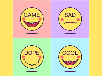 Emoticon Game, Sad, Dope, Cool cartoon character communication cool cute design dope emoji emoticon emotions faces facial expressions feelings game phrase sad social media sticker vector graphic vector illustration