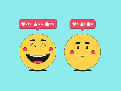 Emoji in social media audience bubble cartoon comments counter emoji emoticon emotion followers illustration instagram likes message notification promotion social media social network