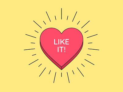 Like it banner button call to action cartoon click heart illustration interaction like love post poster rays red social media sunburst tap vector