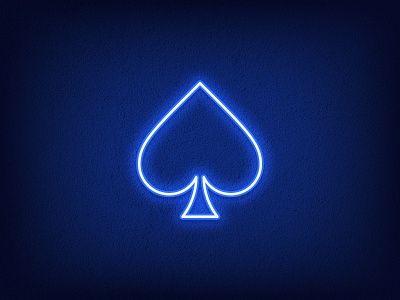 Spades Suit ace blue card casino game icon illustration neon neon light outline playing poker sign spade spades suit symbol vector vegas