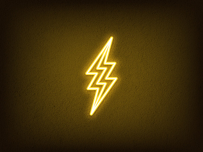 Electric Flash bolt charge discharge electric energy flash icon light lightning logo neon outline power sign spark symbol thunder thunderbolt voltage yellow