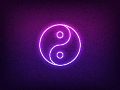 Neon Yin Yang balance buddhism equilibrium harmony icon illustration karma logo meditation neon outline sign symbol tao vector violet yang yin yoga zen