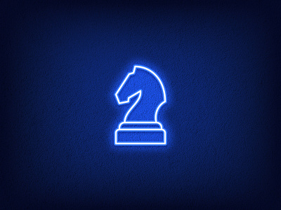 Chess Knight blue chess chessman competition dribbble figure game horse icon illustration knight logo neon outline piece royal sign silhouette tactics