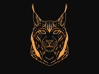 Golden Lynx animal beast bobcat cartoon cat design dribble face gold golden head illustration lynx mascot outline portrait print royal vector zoo