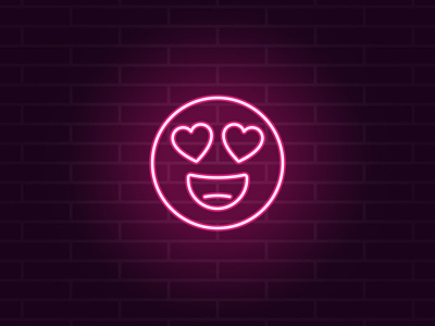 Neon emoji in love adoring affection amorous amour beloved day emoji emoticon enamored eyes feeling fondness happiness heart love neon passion pleasure valentine vector