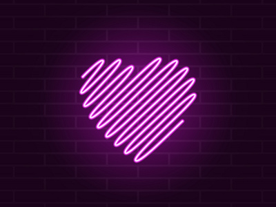 Neon wavy heart amour cartoon cute day erotic feeling funny happy heart icon love lovely neon romance romantic sign signboard valentine vector wavy