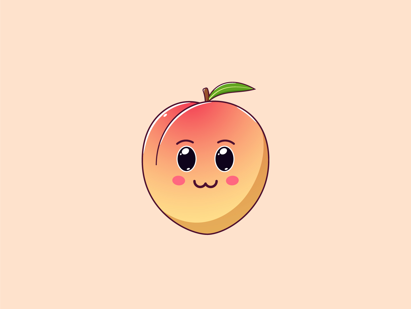 Cute Kawaii Peach, Cartoon Fruit by Dmitry Mayer on Dribbble