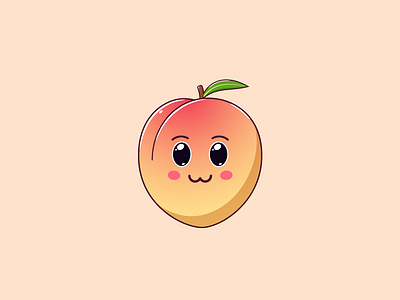 Cute Kawaii Peach, Cartoon Fruit cartoon cute emoji fruit illustration kawaii peach smile sticker summer vector