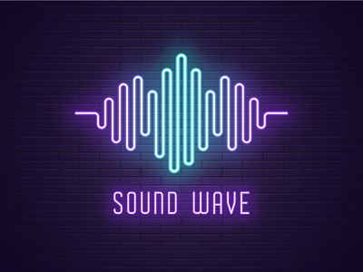 Neon sound wave audio design glowing graphic illustration line music neon sound vector wave wavy