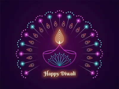 Happy Diwali banner deepavali design diwali diya festival festive fire fireworks flame hindu holiday illustration indian lamp lights lotus poster sparkles text