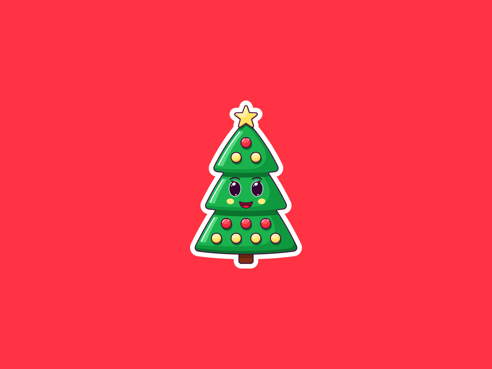 Kawaii Christmas Tree, Sticker by Dmitry Mayer on Dribbble