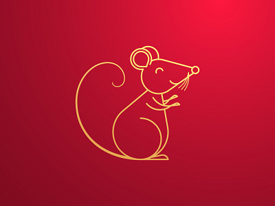 Golden Rat 2020 cartoon chinese new year cny cute golden illustration linear lineart logo mascot mouse rat symbol vector