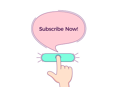 Subscribe Now, CTA bubble tooltip call to action cartoon click cta cta button forefinger hand illustration message minimalistic now press promotion push subscribe tap vector