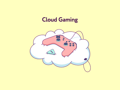 Cloud Gaming cartoon cloud content controller device gamepad gameplay gaming illustration isometric joystick network new generation online platform play service subscription technology video game