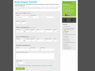 Airport Transfer Booking Form airport booking egypt form transfer travel ui