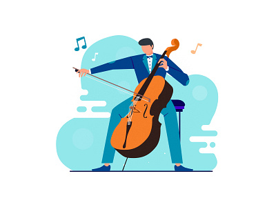 music boy playing boy cello cello palyer character clothes hand header illustration listen live man music pepople rosette shoe sing song