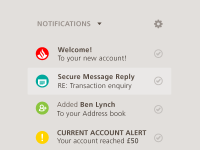 Santander Notifications Concept bank banking icons notifications