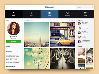 Instagram Concept app application design insta interface network photos redesign social ui ux web