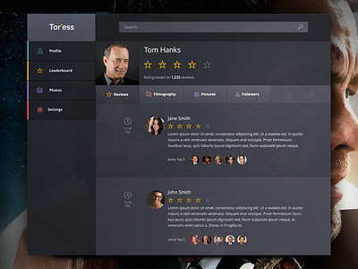 Tor'ess Movie App app application dark interface ios mobile rating reviews social network ui visual web