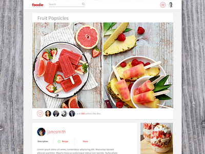 foodie activity app application design food interface network photos recipe social ui web