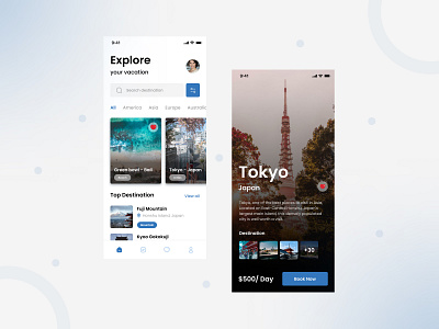 Travel / Tour Apps app app design clean ui design exploration mobile app mobile app design mobile ui ui ui design uiux