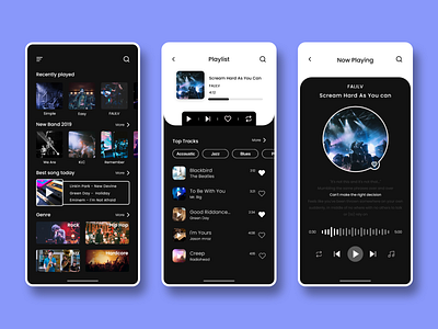 Music Player App Ui app design exploration mobile app design mobile ui music app music player ui design