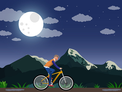 Riding a bicycle at night adobe illustrator branding design exploration illustration illustrations vector