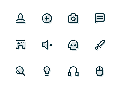 Ultra minimal icons. gamepad headphones icons minimal mouse skull stroke sword