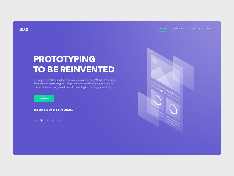 Landing page for a new prototyping tool