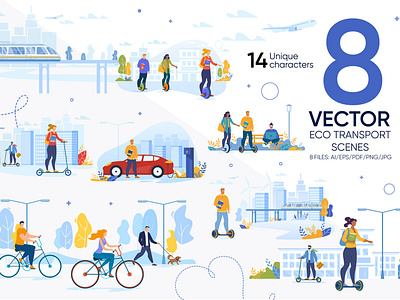 Eco Transport Vector Scenes