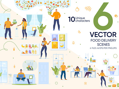 Food Delivery Vector Scenes