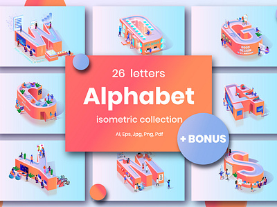 Red Alphabet Character Isometric