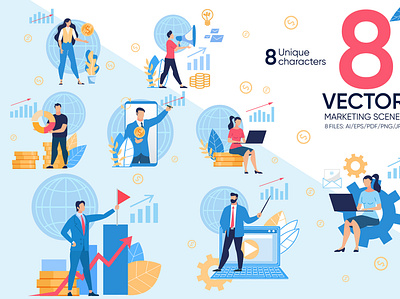 Marketing Vector Scenes advertising app banner business computer concept flat icon internet media mobile page sale seo social strategy technology vector web website