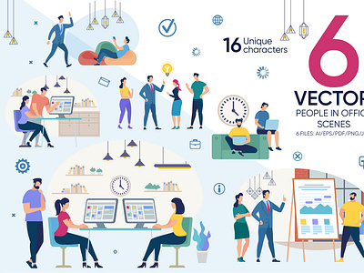 People in Office Vector Scenes