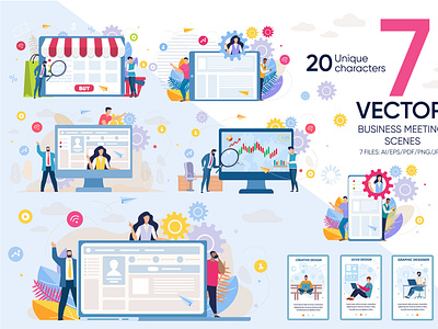 Business Meeting Vector Scenes business businessman chart corporate design flat group illustration industry manager office organization people presentation project team teamwork vector work workplace