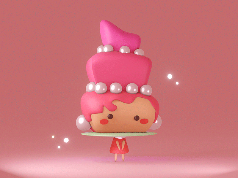 Miss Cake 3d 3d model 3d modelling animation blender charachter design cute kawai kawaii pink