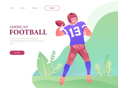 American Football Illustration For Landing Page Concept american football app design designs flat icon illustration landing page sport ui vector web website