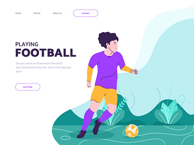 Football Illustration with Landing Page concept