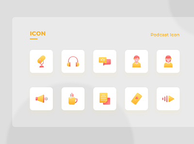 Podcast Icon Set app design flat icon icondesigner iconfreelancer iconset illustration illustrator podcast podcast logo vector website