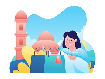 Shopping on Ramadan Sale app design flat freelance designer icon illustrator ramadan shopping ui vector website