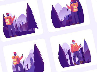 Mountain Hiker app design flat hiker hiking illustration mountain nature outdoors ui vector website