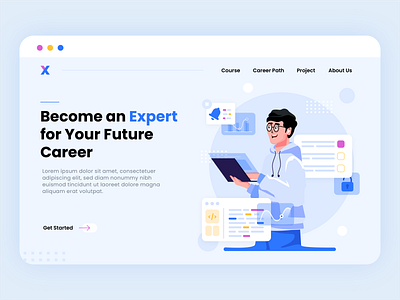 Expert Apps - Skill Up or E-course Website designer ecourse ecourseapp flat graphic design illustration programmer ui vector website