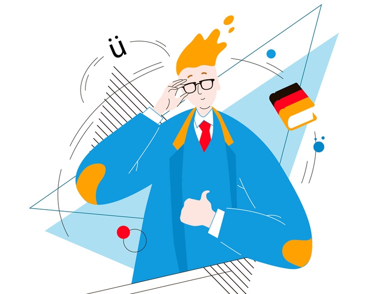 Teacher of German. european universities flat illustrations for the site teacher of german vector